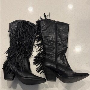 Cape Robbin Black Fringe Heeled Boots